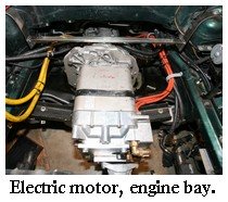 electric car motor, engine bay